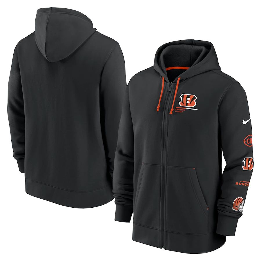 Men Cincinnati Bengals nike black surrey full zip hoodie->cincinnati bengals->NFL Jersey